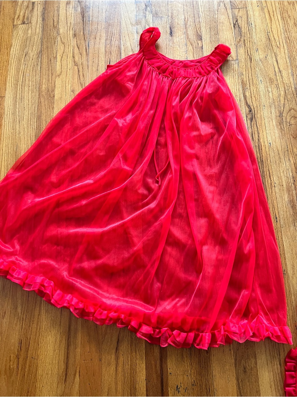 Vintage Red Sheer Chemise with Ruffle Hem + Similar Style Tobe